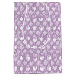 Modern Lavendel Tulp Wit Bloemmotief Medium Cadeauzakje