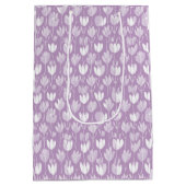 Modern Lavendel Tulp Wit Bloemmotief Medium Cadeauzakje (Achterkant)
