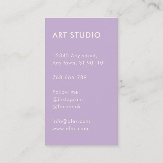 Modern lavendel wervelpatroon visitekaartje (Achterkant)