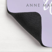 Modern Lavendel Wit Schreef Monogram Muismat (Hoek)