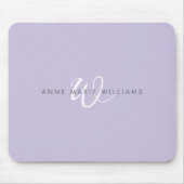 Modern Lavendel Wit Schreef Monogram Muismat (Voorkant)