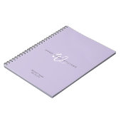 Modern Lavendel Witte Script Monogram Notitieboek (Linkerzijde)