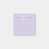 Modern Lavendel Witte Script Monogram Post-it® Notes (Voorkant)