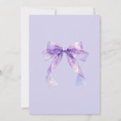 Modern Lavender Bow and Flowers Baby Shower Kaart (Achterkant)