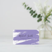 Modern lavender Brush Stroke Paint Visitekaartje (Staand voorkant)