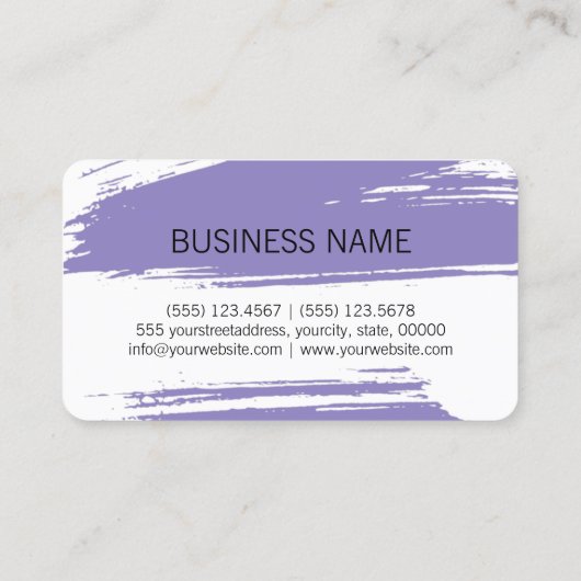Modern lavender Brush Stroke Paint Visitekaartje (Achterkant)