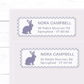 Modern Lavender Bunny Gingham Retouradres Etiket