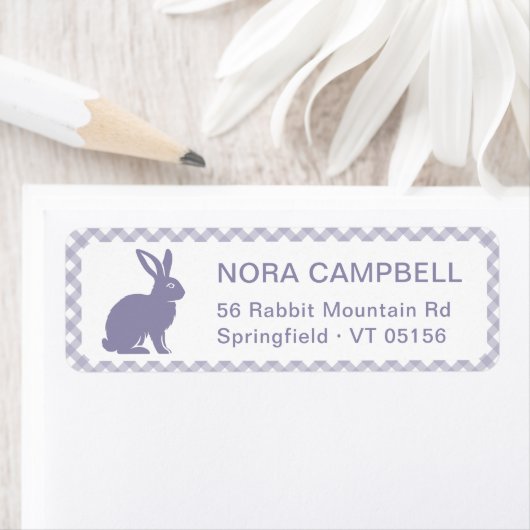 Modern Lavender Bunny Gingham Retouradres Etiket (Insitu)