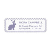 Modern Lavender Bunny Gingham Retouradres Etiket (Voorkant)