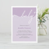 Modern Lavender Calligraphy Script Baby shower Kaart (Staand voorkant)