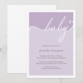 Modern Lavender Calligraphy Script Baby shower Kaart (Voorkant / Achterkant)