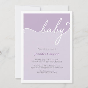Modern Lavender Calligraphy Script Baby shower Kaart
