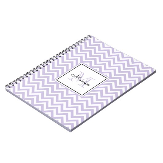Modern Lavender Chevron Pattern Monogram Notitieboek (Linkerzijde)