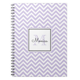 Modern Lavender Chevron Pattern Monogram Notitieboek