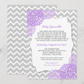 Modern Lavender Dahlia Baby sprinkle nodigt uit Kaart (Voorkant / Achterkant)