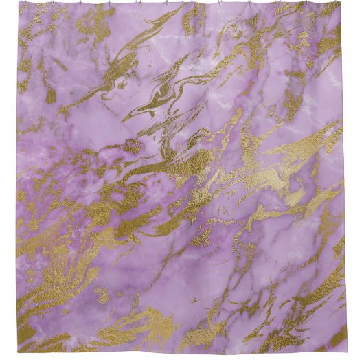Modern Lavender en Gold Marble Douchegordijn (Voorkant)