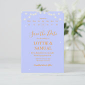 Modern Lavender fairy lights Save The Date (Staand voorkant)