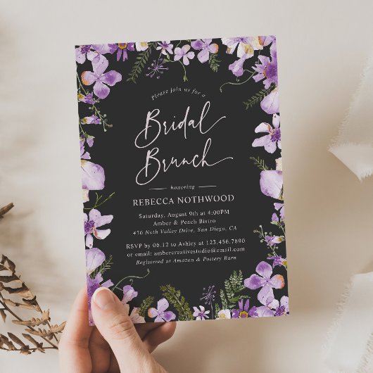Modern Lavender Floral Bridal Brunch Shower Kaart