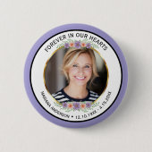 Modern Lavender Floral Memorial Photo  Ronde Button 5,7 Cm (Voorkant)