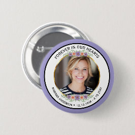 Modern Lavender Floral Memorial Photo Ronde Button 5,7 Cm