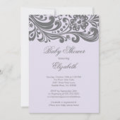 Modern Lavender Gray Floral Swirl Baby shower Kaart (Voorkant)
