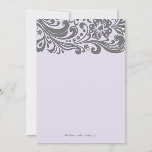 Modern Lavender Gray Floral Swirl Baby shower Kaart (Achterkant)
