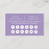 Modern Lavender Hairdresser Flat Loyalty Card (Achterkant)
