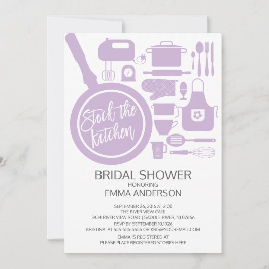 Modern Lavender Kitchen Bridal Shower Kaart (Voorkant)