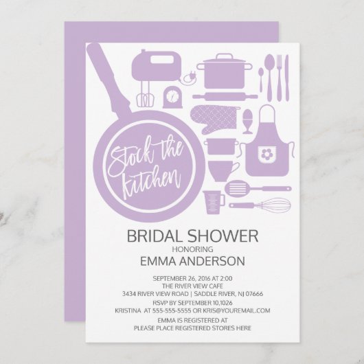 Modern Lavender Kitchen Bridal Shower Kaart (Voorkant / Achterkant)
