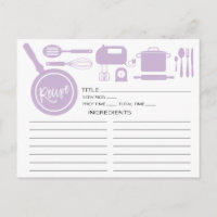 Modern Lavender Kitchen Utils Recipe Card