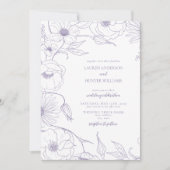 Modern Lavender Line Art Floral Wedding Kaart (Voorkant)