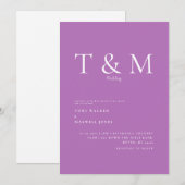Modern Lavender Monogram no Parents Wedding Kaart (Voorkant / Achterkant)