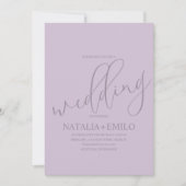 Modern Lavender Muted Script Minimal Wedding Kaart (Voorkant)