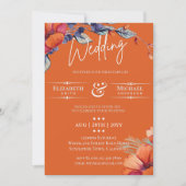 Modern Lavender Oranje Floral Wedding Invite (Voorkant)
