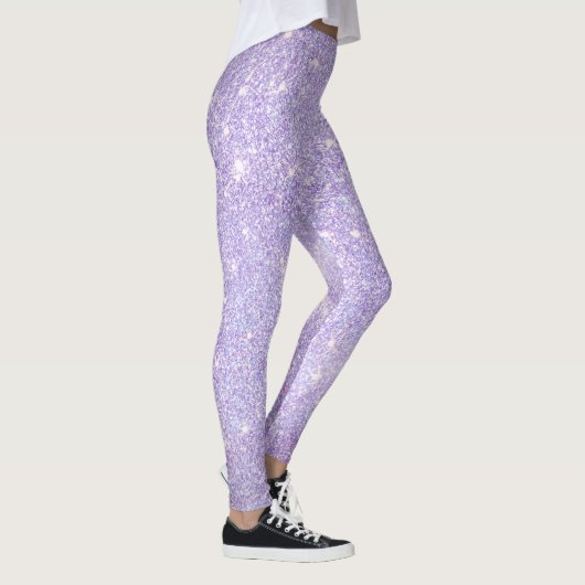 Modern Lavender paars Glitter Sparkles Gift Leggings (Rechts)