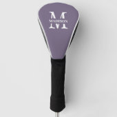 Modern Lavender Paars Minimalist Monogram Naam Golfheadcover (Voorkant)