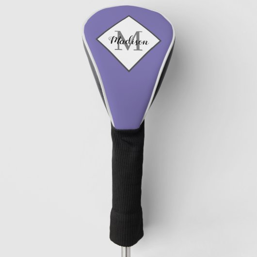 Modern Lavender Paars Script Monogram naam Golfheadcover (Voorkant)