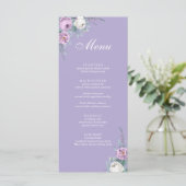Modern Lavender Paars Wedding Menu Kaart (Staand voorkant)
