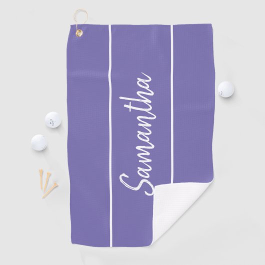 Modern Lavender Paarse hand Letterige scriptnaam Golfhanddoek (Insitu)