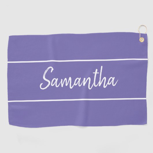 Modern Lavender Paarse hand Letterige scriptnaam Golfhanddoek (Horizontaal)
