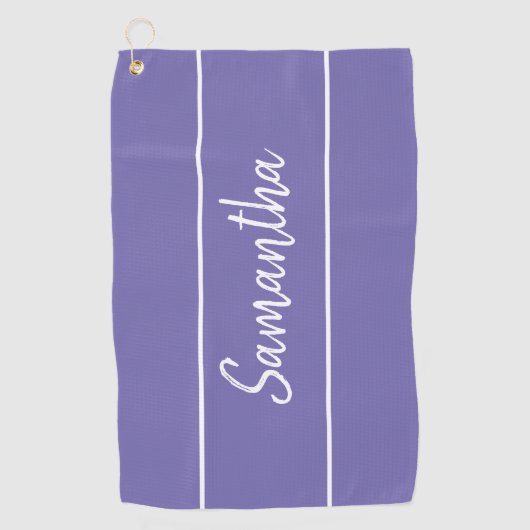 Modern Lavender Paarse hand Letterige scriptnaam Golfhanddoek (Voorkant)