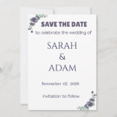 Modern Lavender Rose Wedding Save the Date Card (Voorkant)