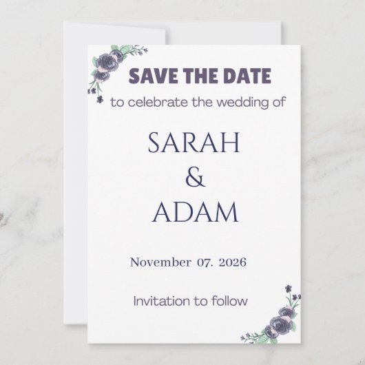 Modern Lavender Rose Wedding Save the Date Card (Voorkant)