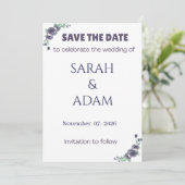 Modern Lavender Rose Wedding Save the Date Card (Staand voorkant)