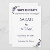 Modern Lavender Rose Wedding Save the Date Card (Voorkant / Achterkant)