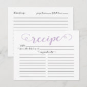 Modern Lavender Script Vrijgezellenfeest Recept Ka Briefkaart (Voorkant / Achterkant)