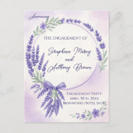 Modern Lavender Typography Engagement Party Invite Aankondigingskaart