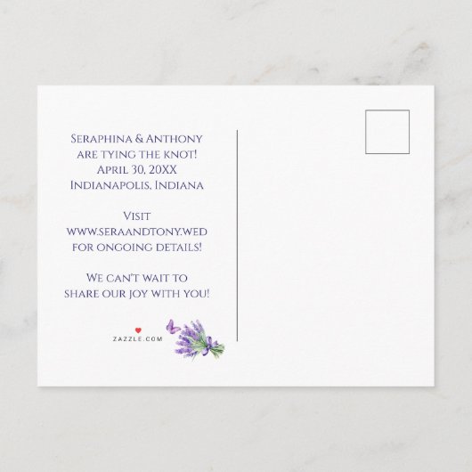Modern Lavender Typography Save the Date Postcard Aankondigingskaart (Achterkant)