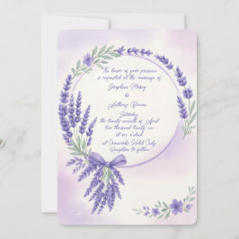 Modern Lavender Typography Wreath Wedding Invite Kaart