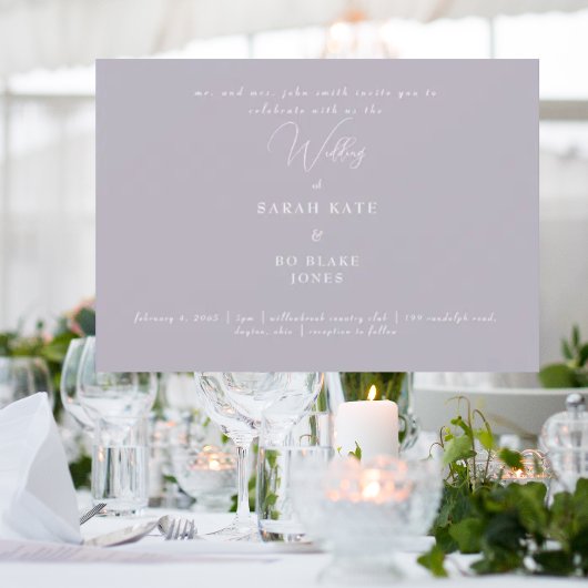 Modern Lavender Wedding Bride Parents Kaart